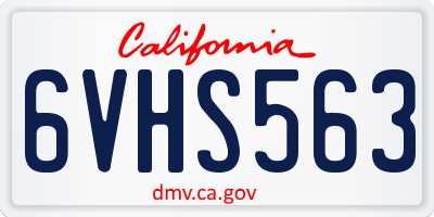 CA license plate 6VHS563