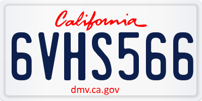 CA license plate 6VHS566