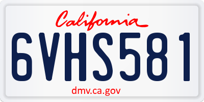 CA license plate 6VHS581