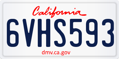CA license plate 6VHS593