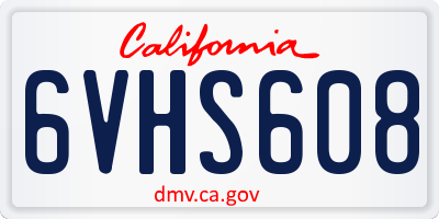 CA license plate 6VHS608