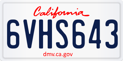 CA license plate 6VHS643