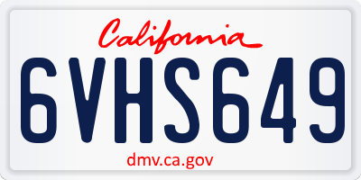 CA license plate 6VHS649