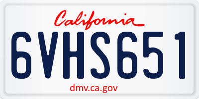 CA license plate 6VHS651