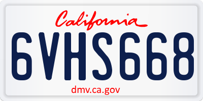 CA license plate 6VHS668