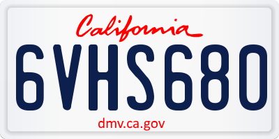 CA license plate 6VHS680