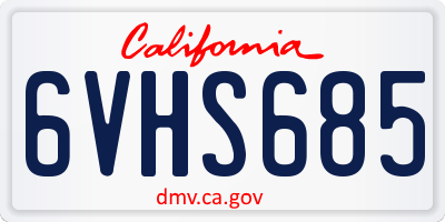 CA license plate 6VHS685
