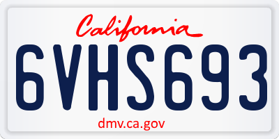 CA license plate 6VHS693