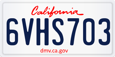 CA license plate 6VHS703