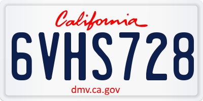CA license plate 6VHS728