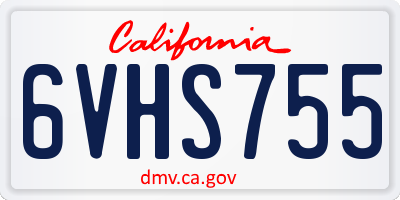 CA license plate 6VHS755