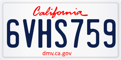 CA license plate 6VHS759