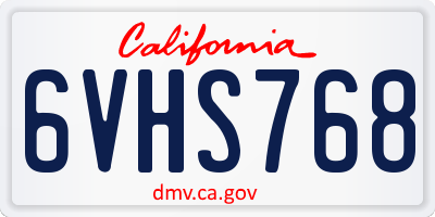 CA license plate 6VHS768