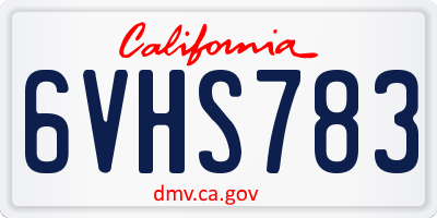 CA license plate 6VHS783