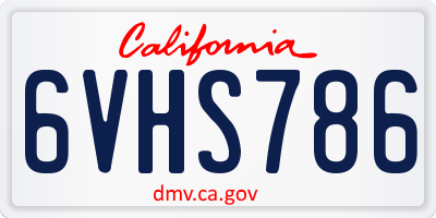 CA license plate 6VHS786