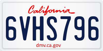 CA license plate 6VHS796