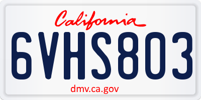 CA license plate 6VHS803