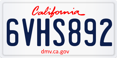 CA license plate 6VHS892