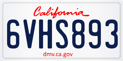 CA license plate 6VHS893