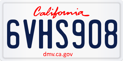 CA license plate 6VHS908