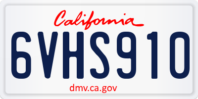 CA license plate 6VHS910
