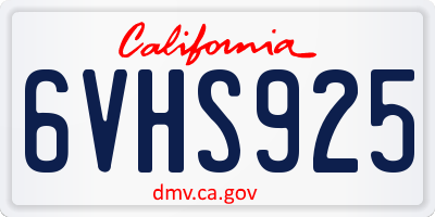 CA license plate 6VHS925