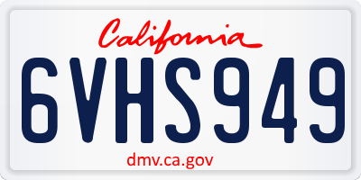 CA license plate 6VHS949