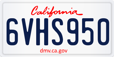 CA license plate 6VHS950