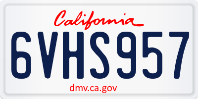 CA license plate 6VHS957