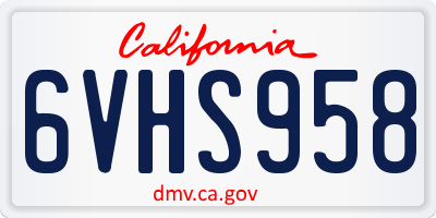 CA license plate 6VHS958