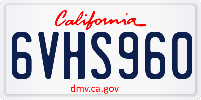 CA license plate 6VHS960