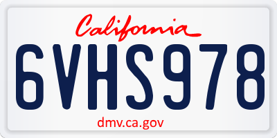 CA license plate 6VHS978