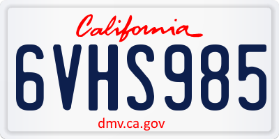 CA license plate 6VHS985