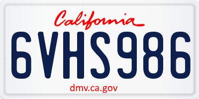 CA license plate 6VHS986