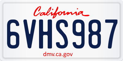 CA license plate 6VHS987