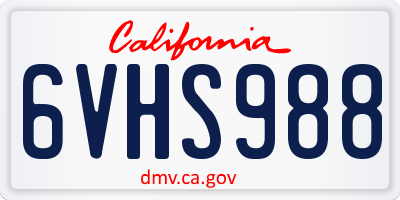 CA license plate 6VHS988