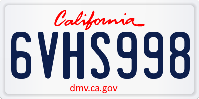 CA license plate 6VHS998