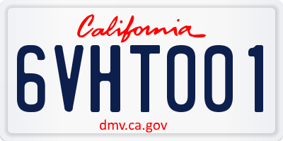 CA license plate 6VHT001