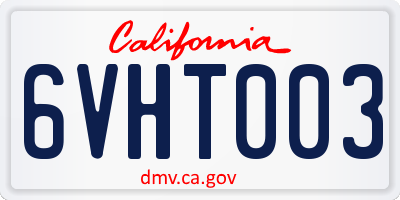 CA license plate 6VHT003
