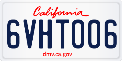 CA license plate 6VHT006