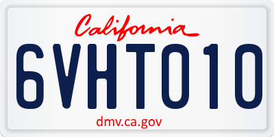 CA license plate 6VHT010