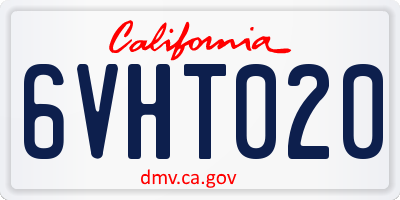 CA license plate 6VHT020