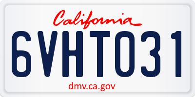 CA license plate 6VHT031