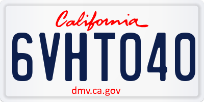 CA license plate 6VHT040