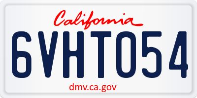 CA license plate 6VHT054