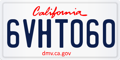 CA license plate 6VHT060