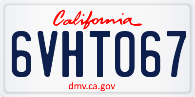 CA license plate 6VHT067