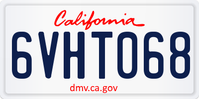 CA license plate 6VHT068