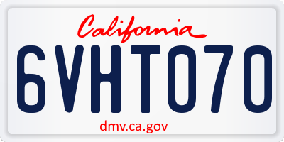 CA license plate 6VHT070