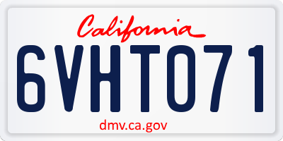 CA license plate 6VHT071